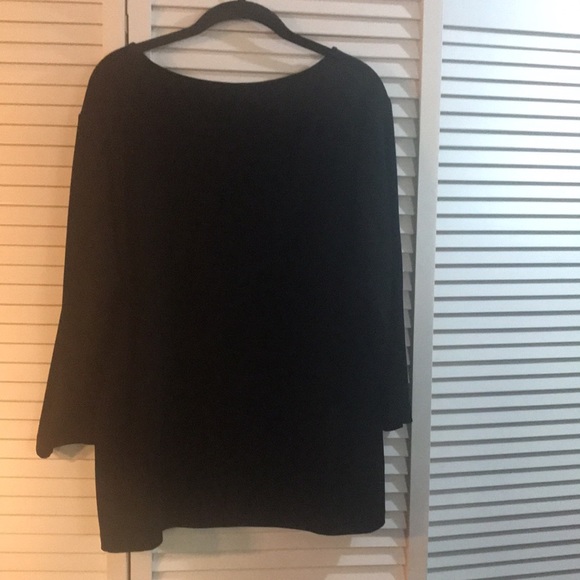 CHICOS - TRAVELERS, size 3 (equal to 1x-2x) jet black top; cut out front piece - Picture 1 of 6